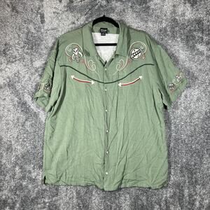 Star Wars Our Universe Shirt Mens XL Green Boba Fett Embroidered Button Up